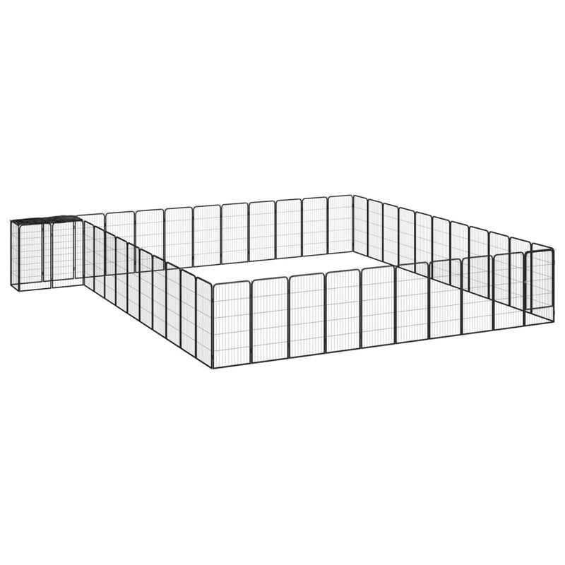 46-Panel Dog Playpen Black 50x100 cm Powder-coated Steel Payday Deals