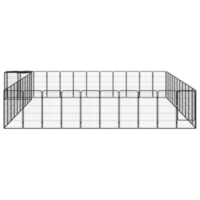 46-Panel Dog Playpen Black 50x100 cm Powder-coated Steel Payday Deals
