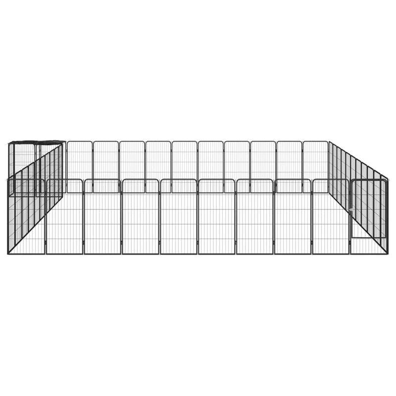 46-Panel Dog Playpen Black 50x100 cm Powder-coated Steel Payday Deals