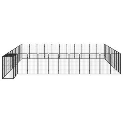 46-Panel Dog Playpen Black 50x100 cm Powder-coated Steel Payday Deals