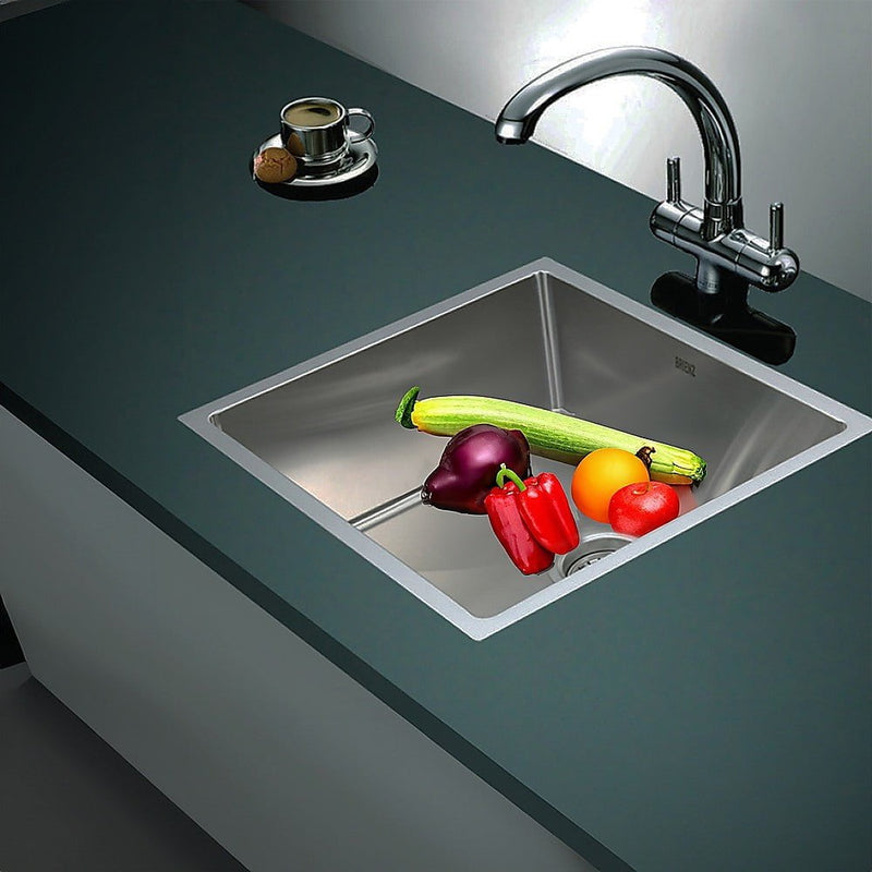 490x440mm Handmade Stainless Steel Undermount / Topmount Kitchen Laundry Sink with Waste Payday Deals