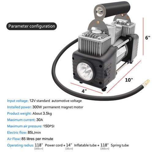 4WD Car Pump Truck 12V 150PSI Car Air Compressor Portable Tyre Deflator Inflator Payday Deals