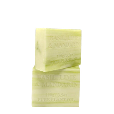 4x 100g Plant Oil Soap Basil Lime Mandarin Scent Pure Natural Vegetable Base Bar Payday Deals