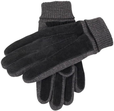 Dents Mens Pigsuede Gloves With Acrylic Knit Cuff 3 And Fleece Lining Winter