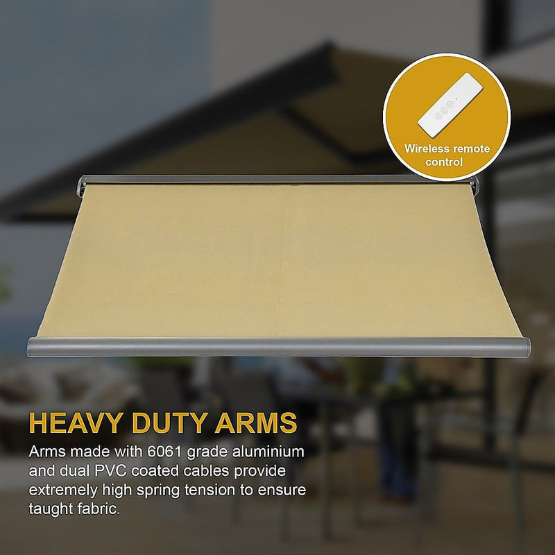 5.5m x 3.0m Retractable Folding Arm Awning Heavy Duty Full Cassette Motorised Payday Deals