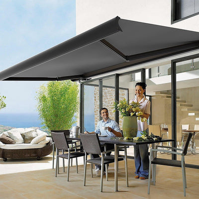 5.5m x 3.0m Retractable Folding Arm Awning Heavy Duty Full Cassette Motorised Payday Deals