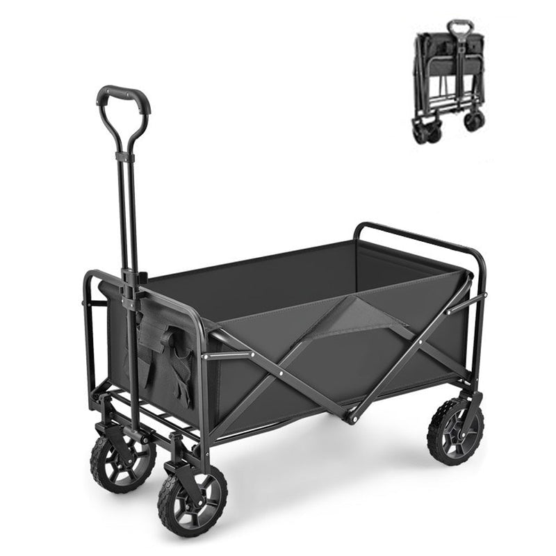 5 Inch Wheel Black Folding Beach Wagon Cart Trolley Garden Outdoor Picnic Camping Sports Market Collapsible Shop Payday Deals