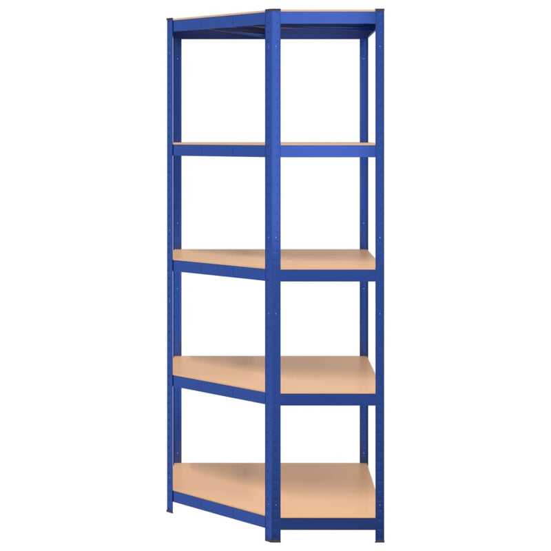 5-Layer Corner Shelf Blue Steel and Engineered Wood Payday Deals