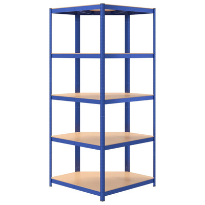 5-Layer Corner Shelf Blue Steel and Engineered Wood Payday Deals