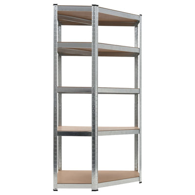 5-Layer Corner Shelf Silver Steel&Engineered Wood Payday Deals