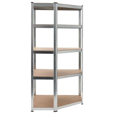 5-Layer Corner Shelf Silver Steel&Engineered Wood Payday Deals