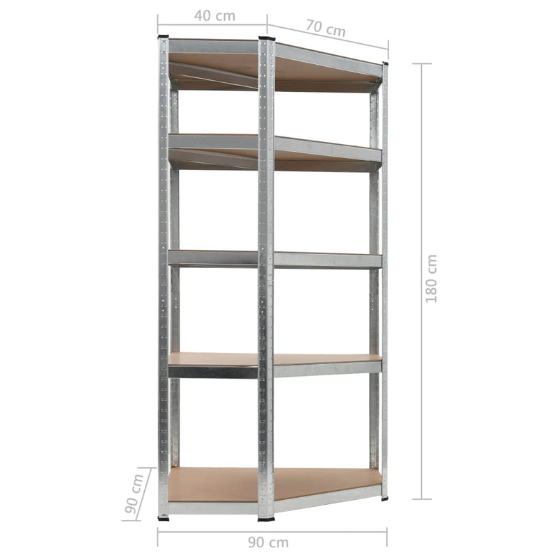 5-Layer Corner Shelf Silver Steel&Engineered Wood Payday Deals