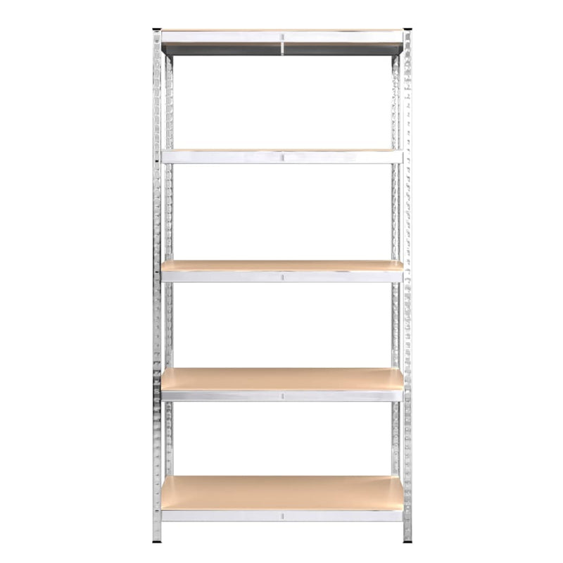 5-Layer Shelves 2 pcs Silver Steel&Engineered Wood Payday Deals