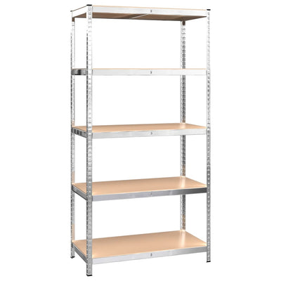 5-Layer Shelves 3 pcs Silver Steel and Engineered Wood Payday Deals