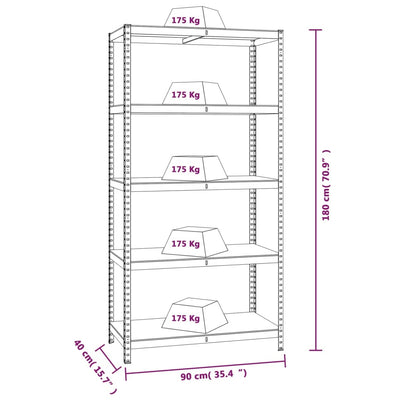5-Layer Shelves 3 pcs Silver Steel and Engineered Wood Payday Deals