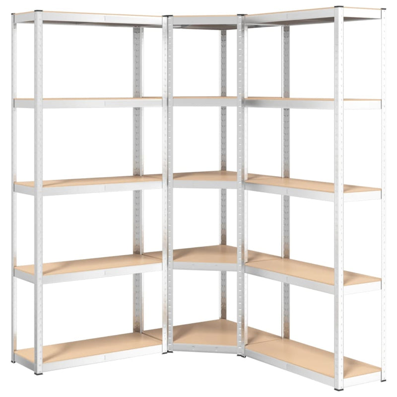 5-Layer Shelves 3 pcs Silver Steel&Engineered Wood Payday Deals