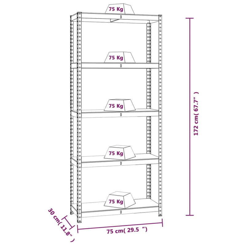 5-Layer Shelves 4 pcs Anthracite Steel&Engineered Wood Payday Deals
