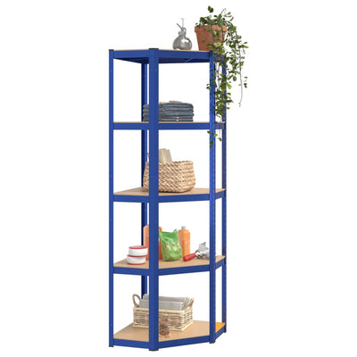 5-Layer Shelves 4 pcs Blue Steel&Engineered Wood Payday Deals