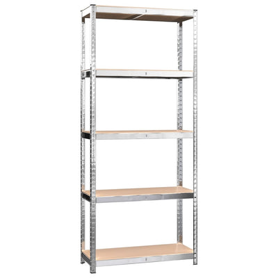 5-Layer Shelves 5 pcs Silver Steel&Engineered Wood Payday Deals