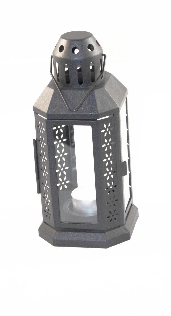 5 Pack of Dark Grey Metal Miners Lantern Summer Wedding Home Party Room Balconey Deck Decoration 21cm Tealight Candle Payday Deals