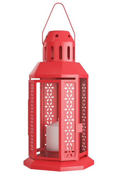 5 Pack of Red Metal Miners Lantern Summer Xmas Wedding Home Party Room Balconey Deck Decoration 21cm Tealight Candle Payday Deals