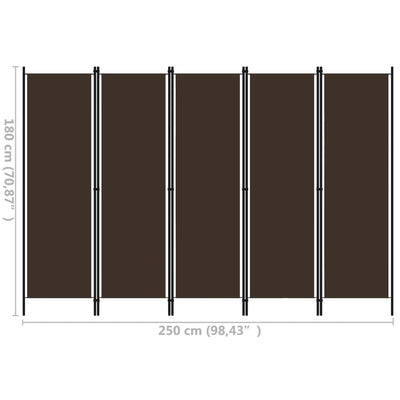 5-Panel Room Divider Brown 250x180 cm Payday Deals
