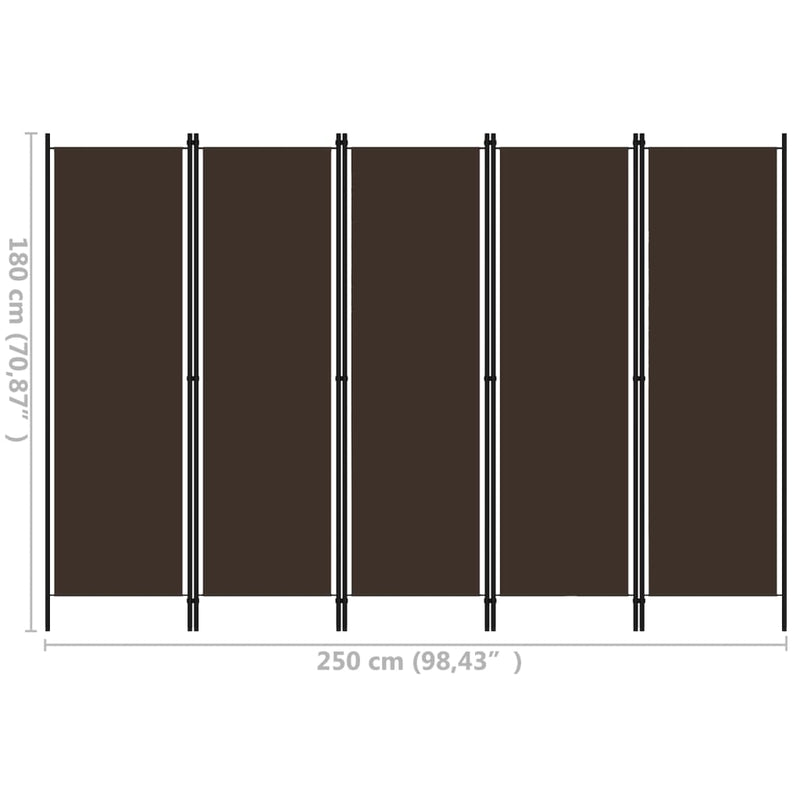 5-Panel Room Divider Brown 250x180 cm Payday Deals