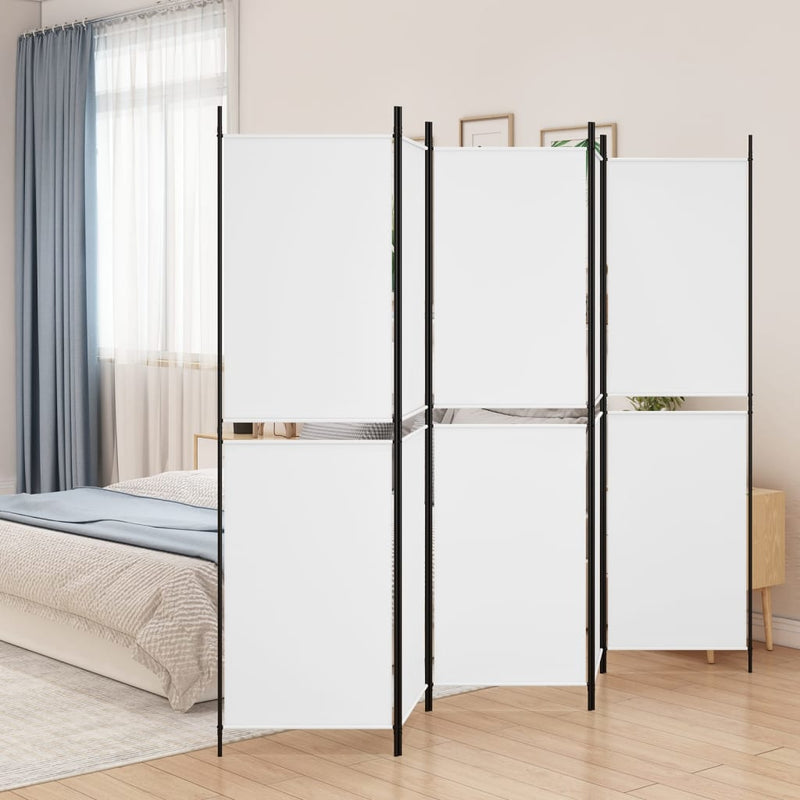 5-Panel Room Divider White 250x200 cm Fabric Payday Deals