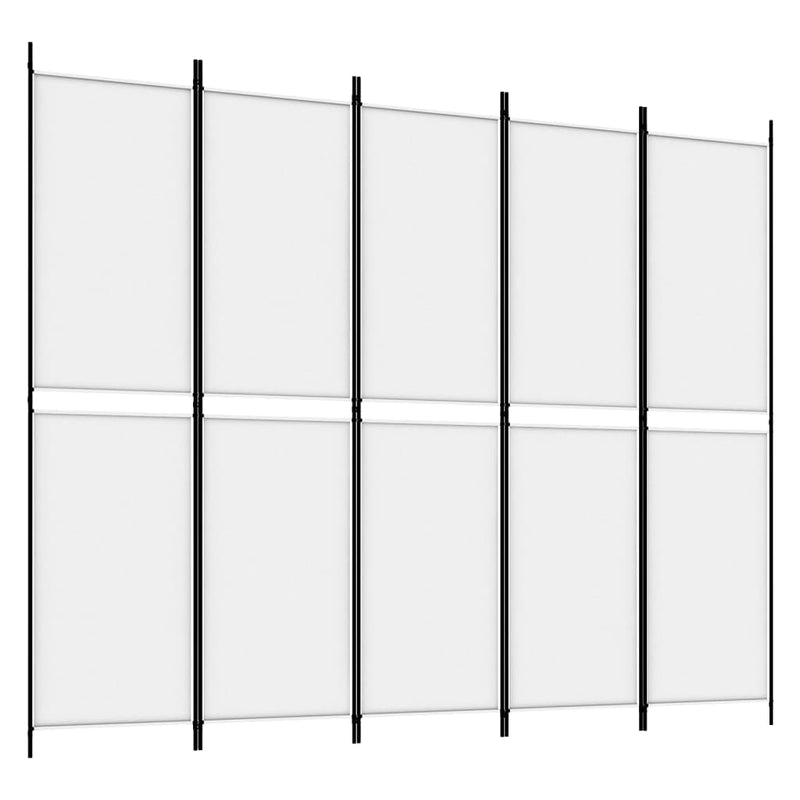 5-Panel Room Divider White 250x200 cm Fabric Payday Deals