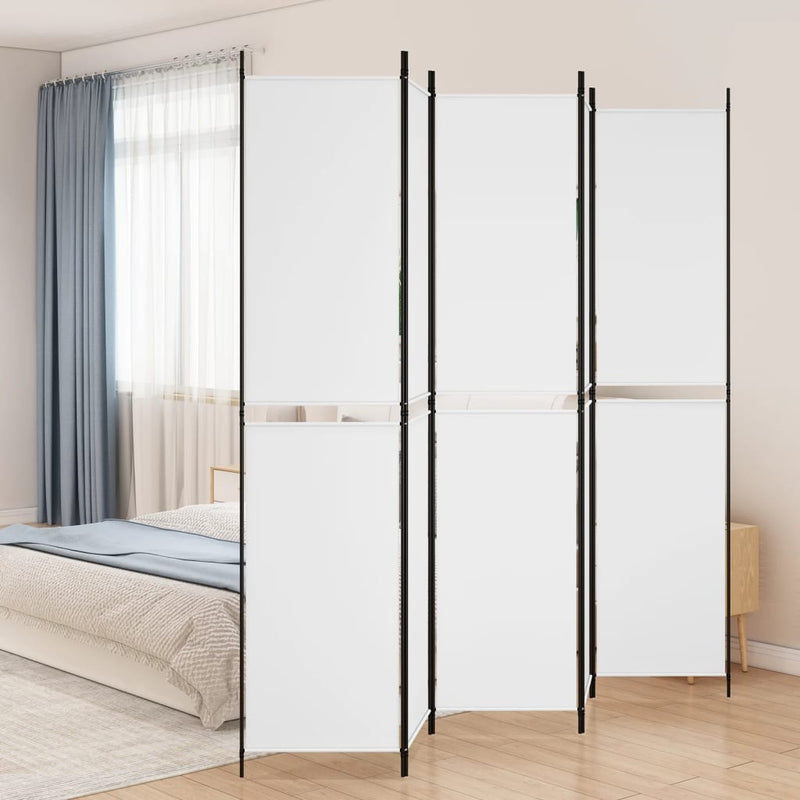 5-Panel Room Divider White 250x220 cm Fabric Payday Deals