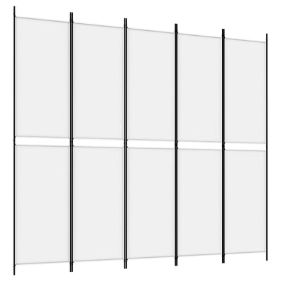 5-Panel Room Divider White 250x220 cm Fabric Payday Deals