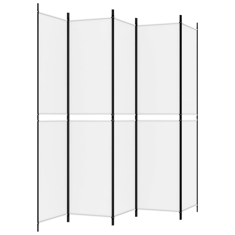 5-Panel Room Divider White 250x220 cm Fabric Payday Deals
