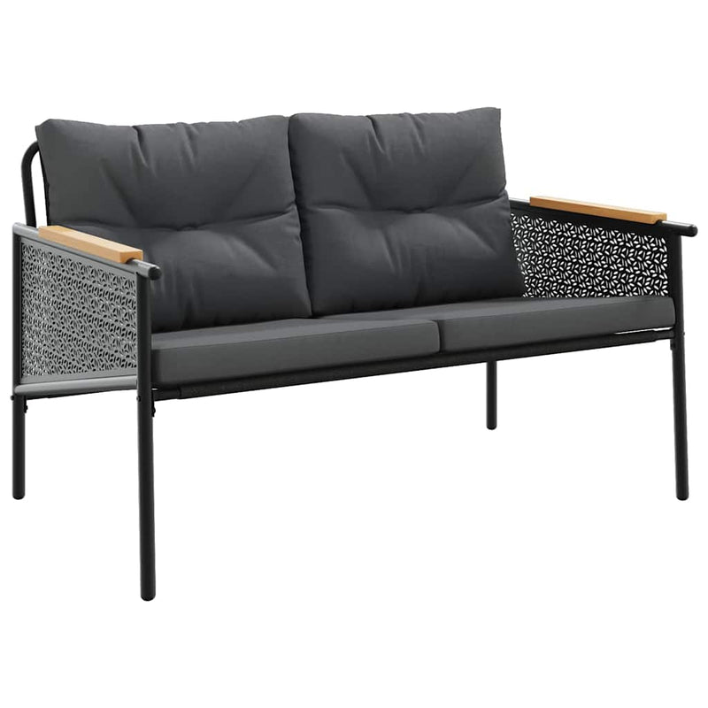 5 Piece Balcony Furniture Set with Cushions Black Steel Payday Deals
