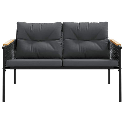 5 Piece Balcony Furniture Set with Cushions Black Steel Payday Deals