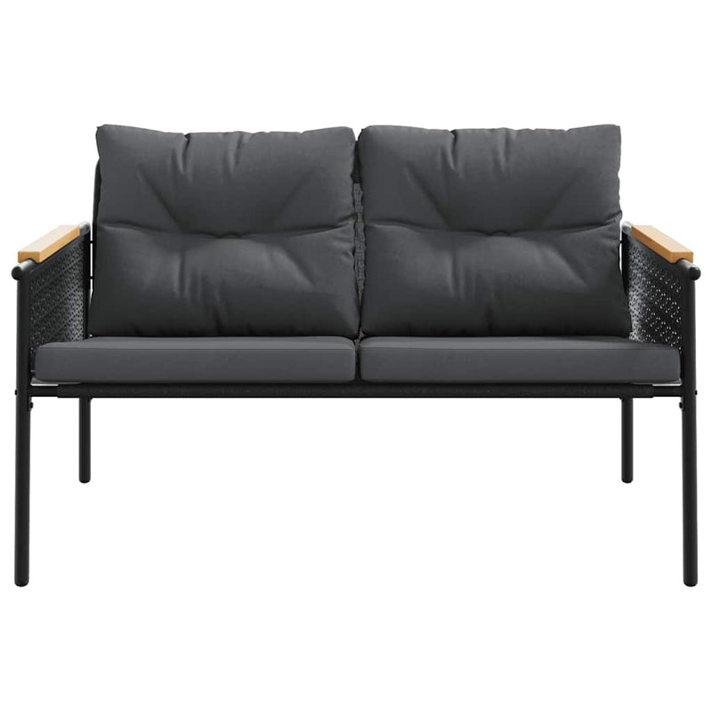 5 Piece Balcony Furniture Set with Cushions Black Steel Payday Deals