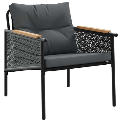 5 Piece Balcony Furniture Set with Cushions Black Steel Payday Deals