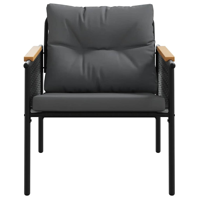 5 Piece Balcony Furniture Set with Cushions Black Steel Payday Deals