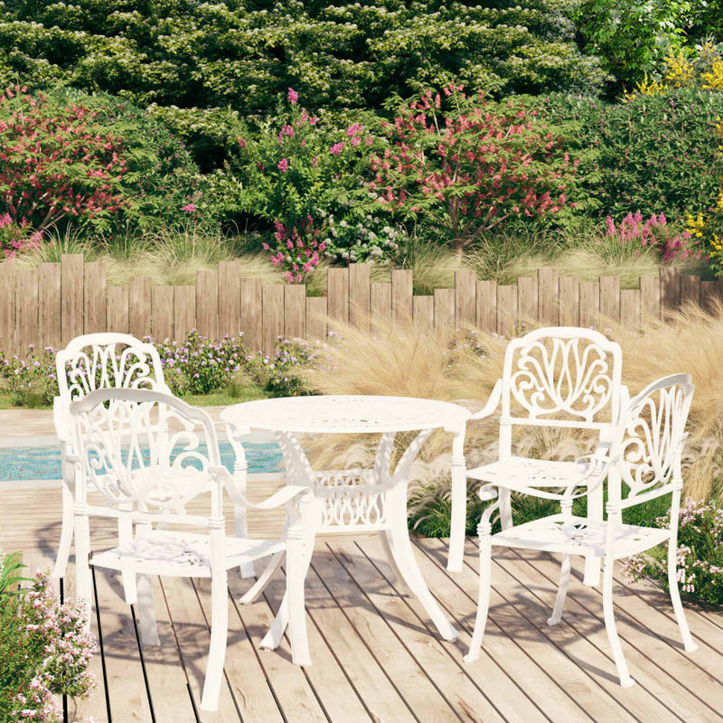 5 Piece Bistro Set Cast Aluminium White Payday Deals