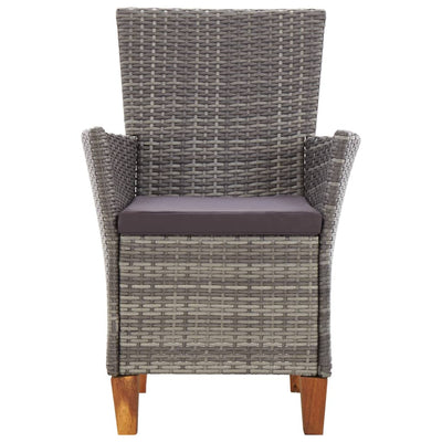 5 Piece Dining Set Poly Rattan and Solid Acacia Wood Grey Payday Deals