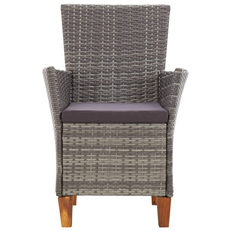 5 Piece Dining Set Poly Rattan and Solid Acacia Wood Grey Payday Deals