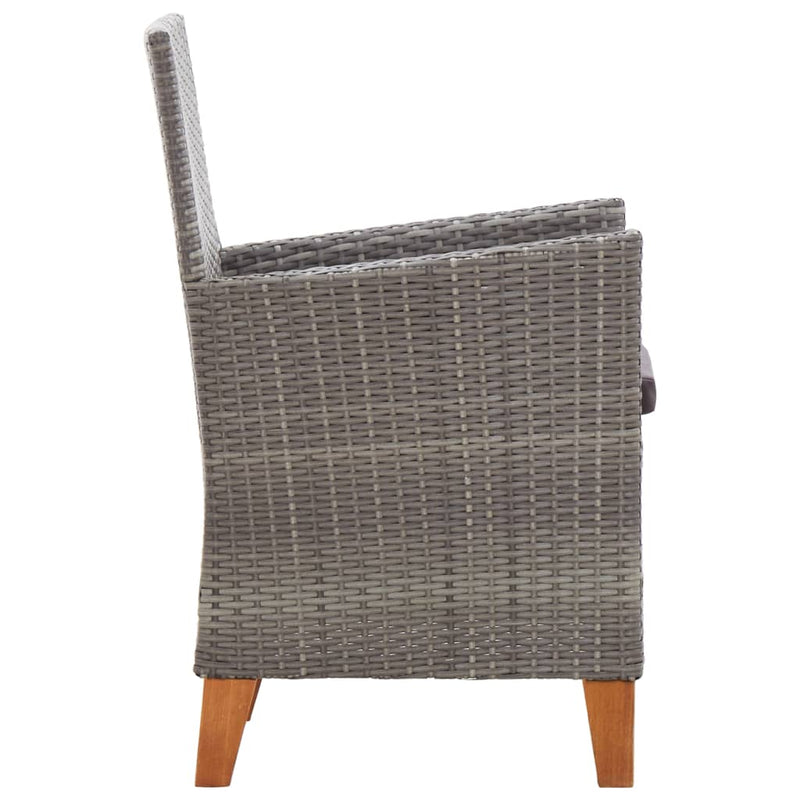 5 Piece Dining Set Poly Rattan and Solid Acacia Wood Grey Payday Deals