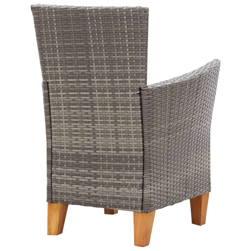 5 Piece Dining Set Poly Rattan and Solid Acacia Wood Grey Payday Deals