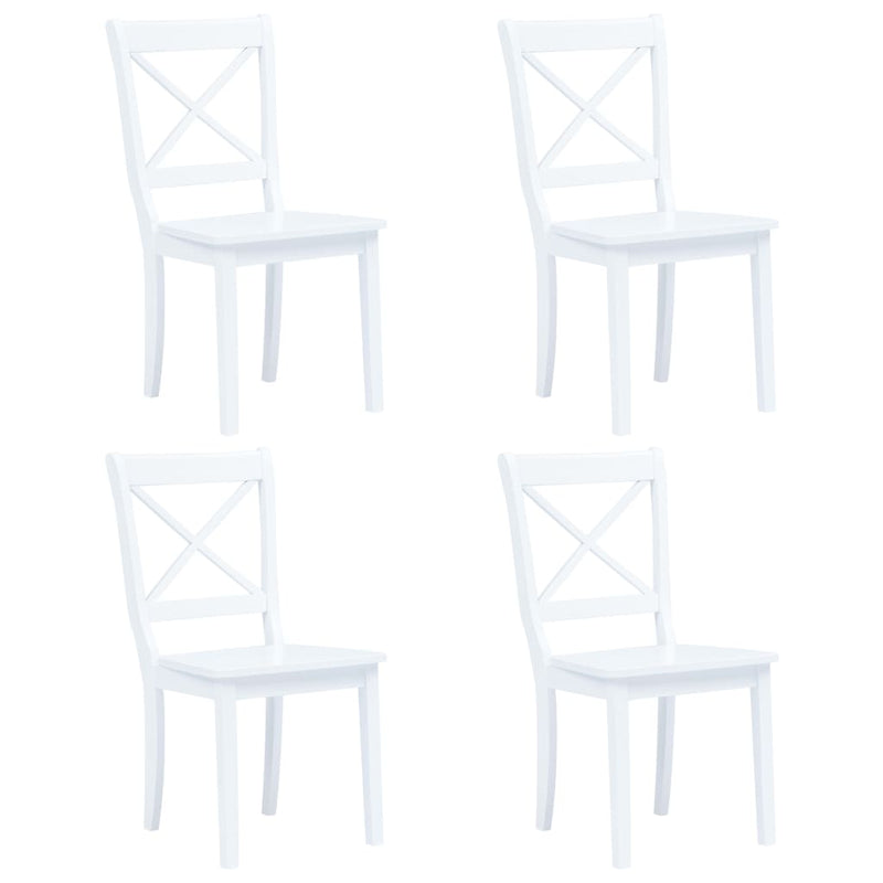 5 Piece Dining Set Solid Rubber Wood White Payday Deals