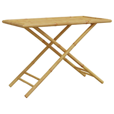 5 Piece Folding Bistro Set with Cream White Cushions Bamboo Payday Deals