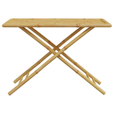 5 Piece Folding Bistro Set with Cream White Cushions Bamboo Payday Deals