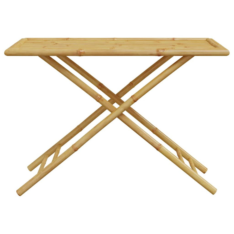 5 Piece Folding Bistro Set with Cream White Cushions Bamboo Payday Deals