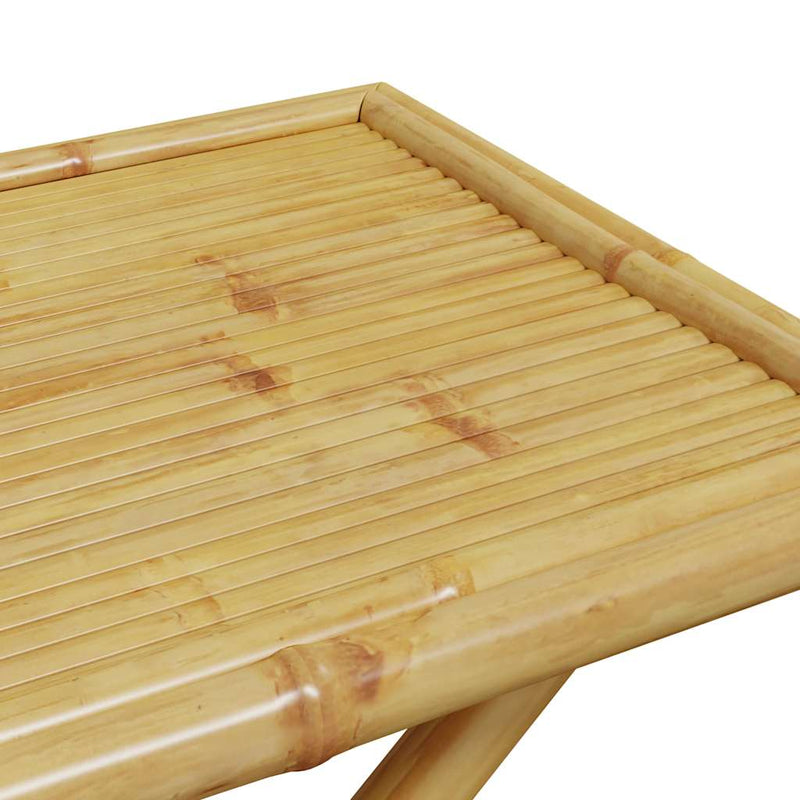 5 Piece Folding Bistro Set with Cream White Cushions Bamboo Payday Deals