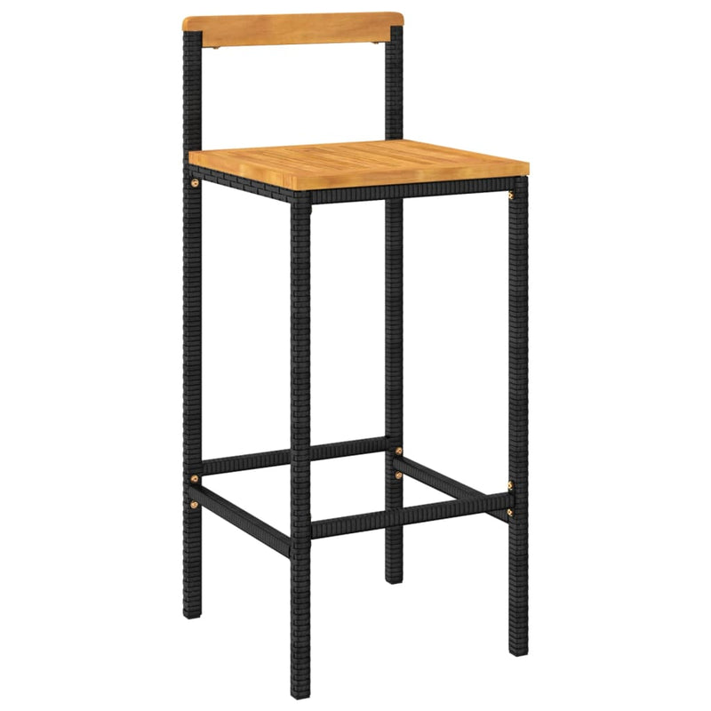 5 Piece Garden Bar Set Black Poly Rattan& Solid Wood Acacia Payday Deals