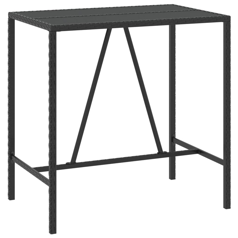 5 Piece Garden Bar Set Black Poly Rattan& Solid Wood Acacia Payday Deals