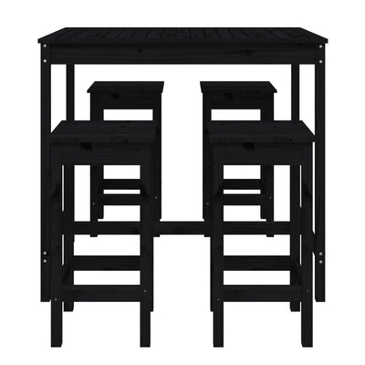 5 Piece Garden Bar Set Black Solid Wood Pine Payday Deals